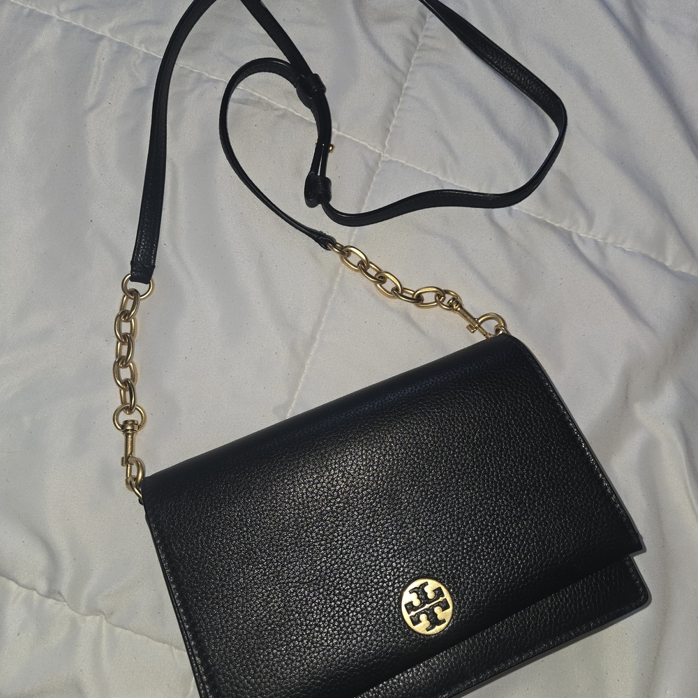 Tory Burch Black Crossbody Bag with Gold Chain